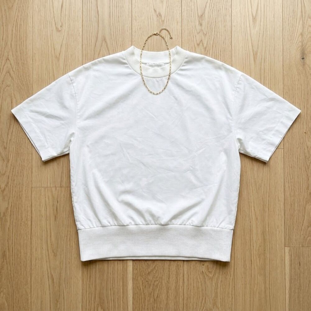 Women's White Athleta Short Sleeve Mock Neck Top Size Small